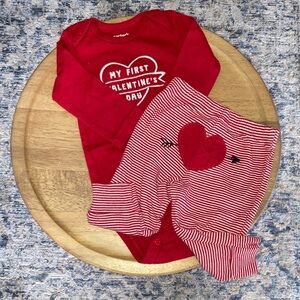 Carter's - Red Long-Sleeve Baby Bodysuit with Heart Valentine Graphic